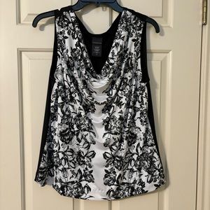 Covington Black and White Sleeveless Blouse